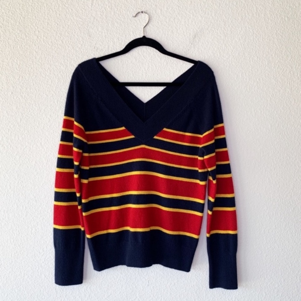 Equipment Dorothy Striped Cashmere Vneck Sweater